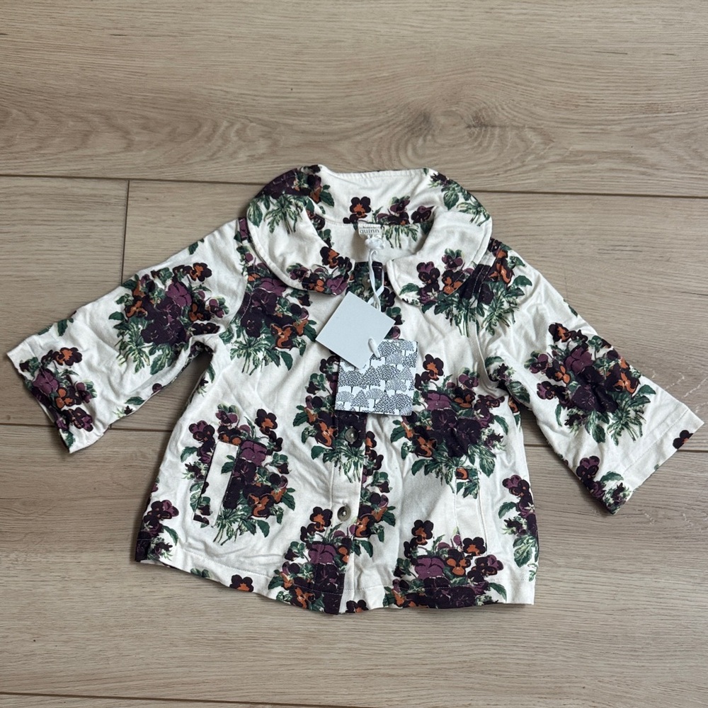 kate quinn SZ 12-18 Month NWT Cream Floral Baby Jacket with Plum & Green Print